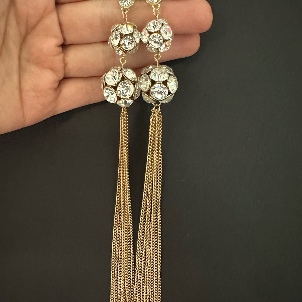 Elegant Gold and Silver Tassel Earrings